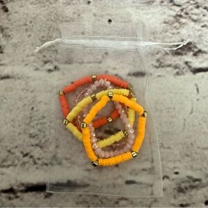 Set of Five Beaded Stretch Elastic Bracelets